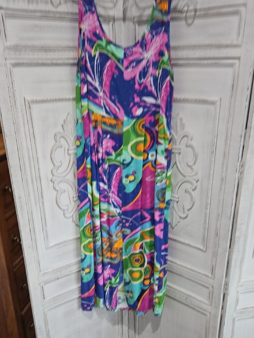 Jams World Multicolor Swirl Print Midi Dress with Purple, Pink, Blue and Orange - Picture 9 of 15